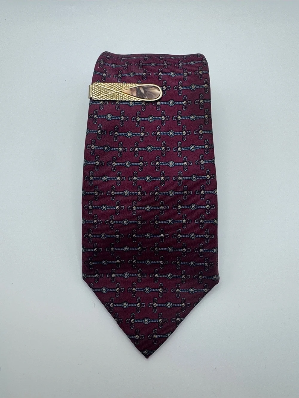 Vintage 90's Hermes Silk Neck Tie 888 PA  100% Silk Made in France 1990's w/Clip